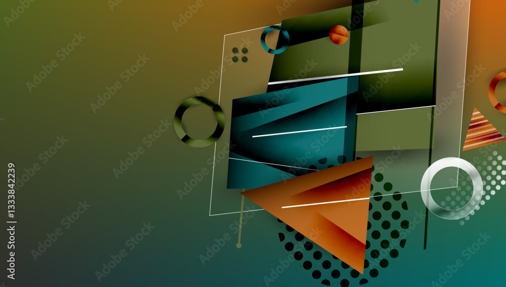 Poster abstract background geometric design with colorful gradients