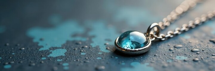 Sterling silver chain with moon stone pendant hanging loosely, sleek, chain