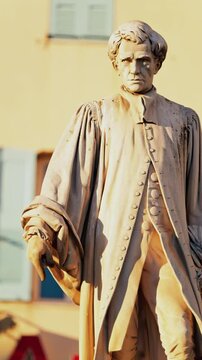 View of the Lord Brougham Statue on the street in daylight in Cannes, France