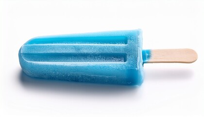 frozen blue color popsicle isolated on white background