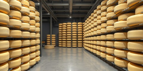 Modern Cheese Aging Warehouse - 4K High-Resolution