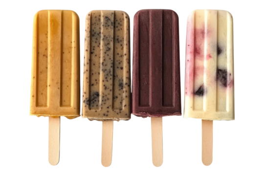 Different flavors of popsicle Isolated on transparent background