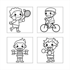 A fun set of cartoon characters including kids, family members, and various professions like chefs and doctors, all smiling and drawn in a playful, colorful style