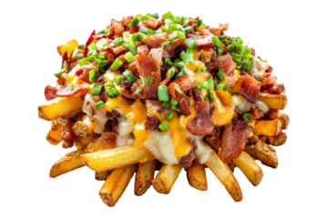 Flavorful loaded fries Isolated on transparent background