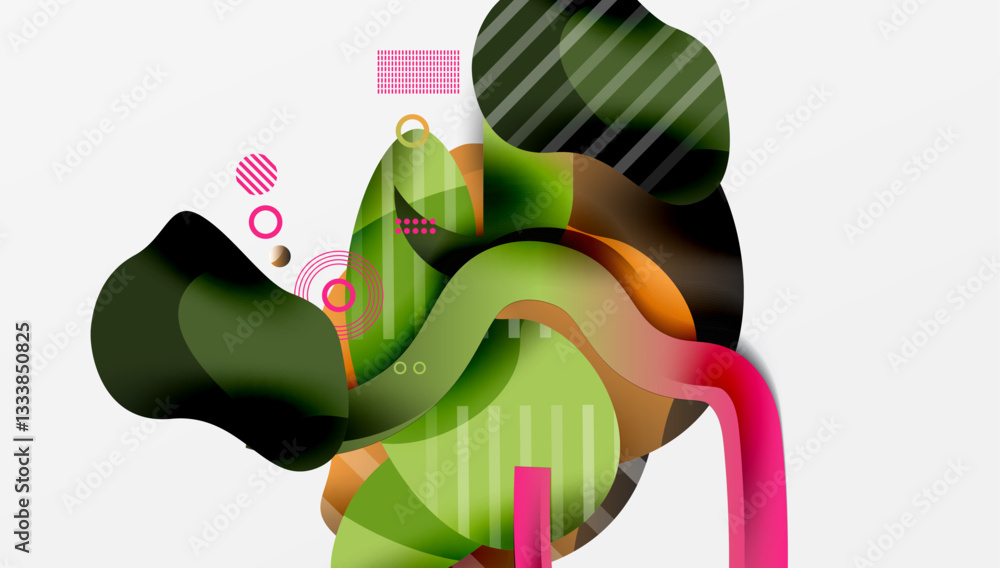 Poster Abstract liquid shapes and lines background