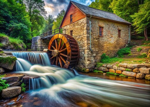 Rustic Watermill, Vintage Mill, Antique Water Wheel