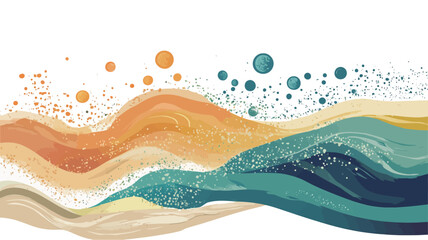 Digital illustration depicting abstract wave forms in a horizontal arrangement.  The waves are rendered in a painterly style with blended colors, primarily warm tones (orange, yellow, gold, beige)