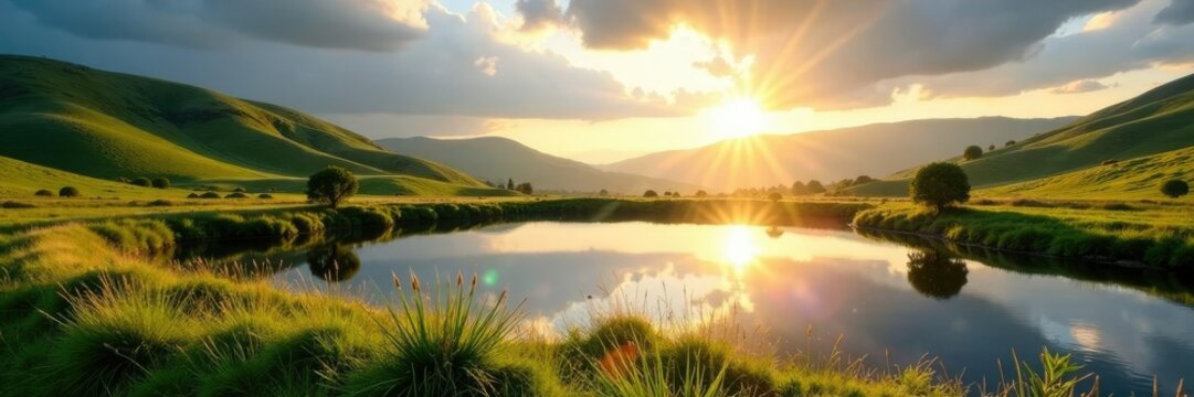 Wasser kuppe Landschaft bei sonnendes Nachmittag, nature, hill, sun