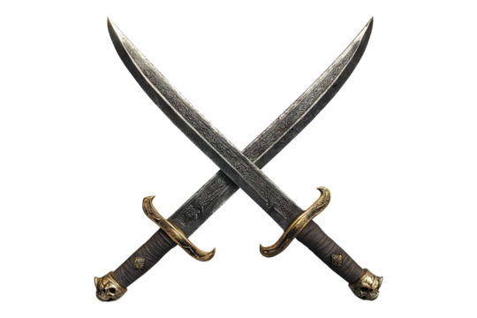 Crossed pirate swords Isolated on transparent background