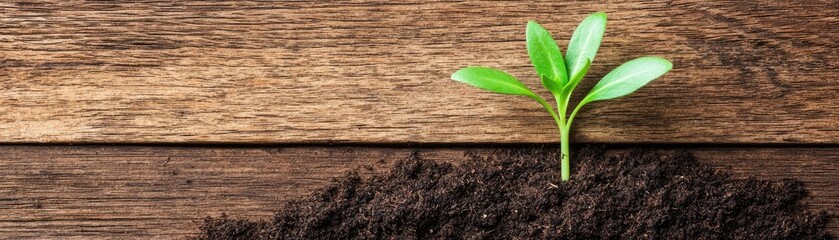 Naklejka premium Sprout in Soil on Wood