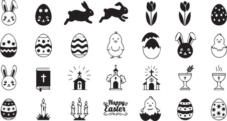 Easter icons, vector.