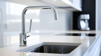 Kitchen sink area modern contemporary style decoration workplace close up pantry home interior design detail set of clean