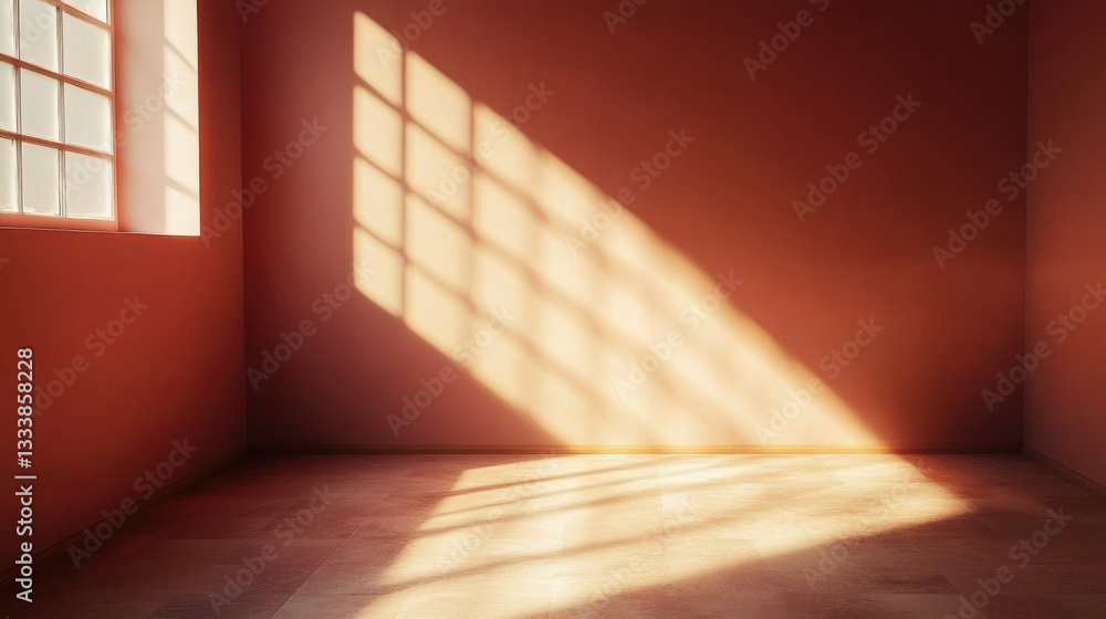 Poster light and shadow play in empty room with soft sunlight effect