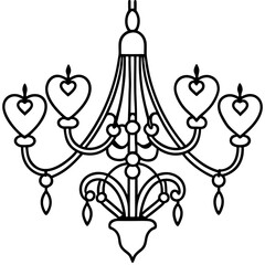 Chandelier with heart decorations outline