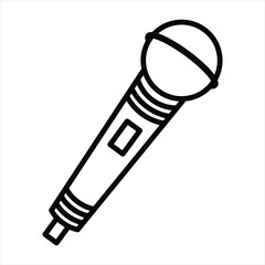 Retro microphone. Karaoke mic outline icon. Microphone with decent look vector illustration.