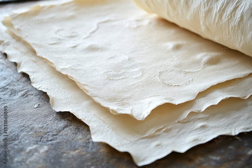 Poster delicate handmade paper sheets with soft texture and subtle patterns