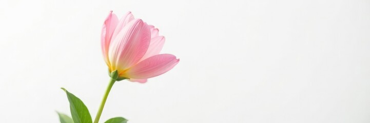 Obraz premium Single flower in full bloom against a white background, bloom, petals, foliage