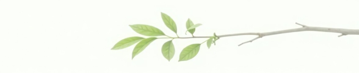 Single isolated branch against a clean and minimalist white background, foliage, nature