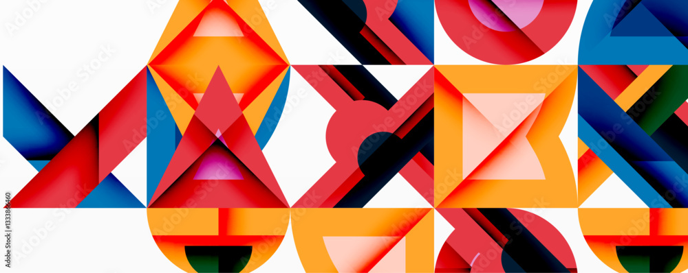 Poster Minimal geometric abstract background. Circle square and triangle design