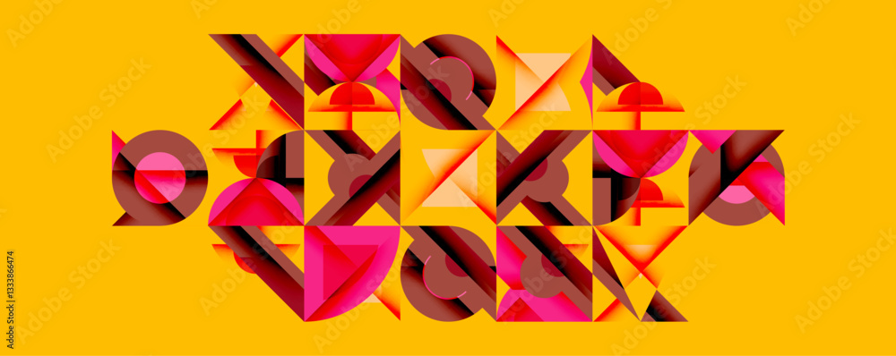 Poster Minimal geometric abstract background. Circle square and triangle design