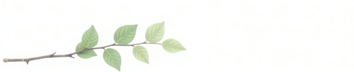 Obraz premium Single isolated branch on white background with gentle curves, calm, clean, nature