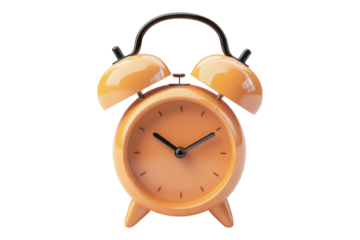 Orange bell alarm clock Isolated on transparent background