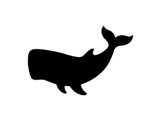 Naklejka premium Whale silhouette. Blue whale silhouette on a white background.