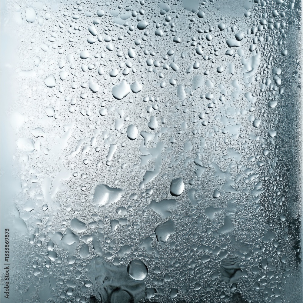 Poster crystal clear condensation: a macro shot captures the delicate beauty of condensation droplets on a 