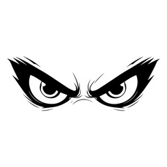 A bold and intense angry eyes clip art featuring furrowed brows and a sharp gaze, conveying frustration, aggression, or determination. Ideal for cartoons, logos, stickers, and digital illustrations.