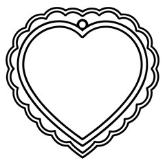 Delicate heart frame Line Art vector design
