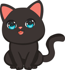 Cute Black Cat Cartoon Kitty Mascot