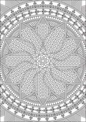 Zentangle Mandala Coloring Page For Adult Line Art