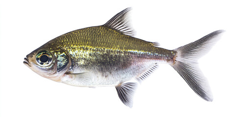 Fototapeta premium shimmering emperor tetra with translucent fins on white background