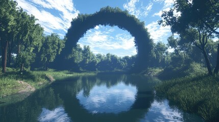 a portal magical landscape backgrounds spectacular fantasy scene raster mystical illustration of tunnel in the forest mysterious entrance time and space travel portal gateway