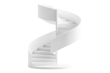 Simple white spiral staircase Isolated on transparent background