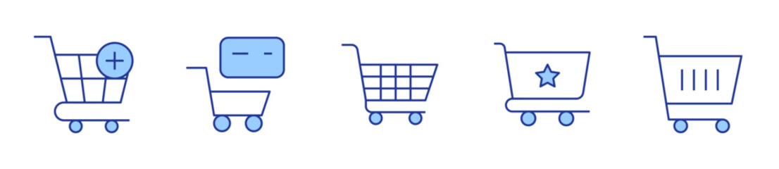 cart, shopping, shopping cart. Shopping cart Icon vector illustration. Line Duotone style. Editable stroke