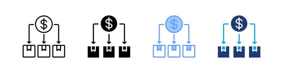 Obraz premium Cost Per Unit Multistyle Icon Set Vector 
