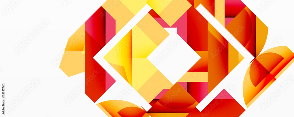Poster Circles, semi circles, squares and round triangles. Geometric mosaic style pattern abstract background for wallpaper, banner, backdrop, card, book Illustration, landing page