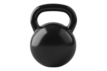 Realistic black kettlebell Isolated on transparent background