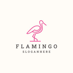 flamingo logo vector line outline mono line icon 