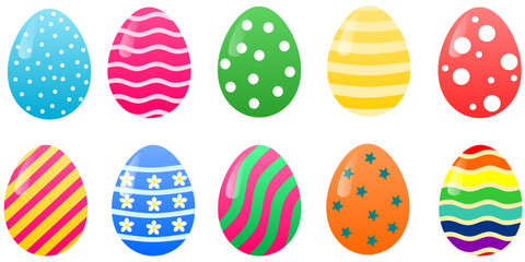Collection of colorful glossy easter eggs. Vector set of eggs for design banner, greeting card