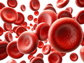 red blood cells flowing through vein on transparent background