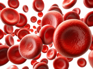 red blood cells flowing through vein on transparent background
