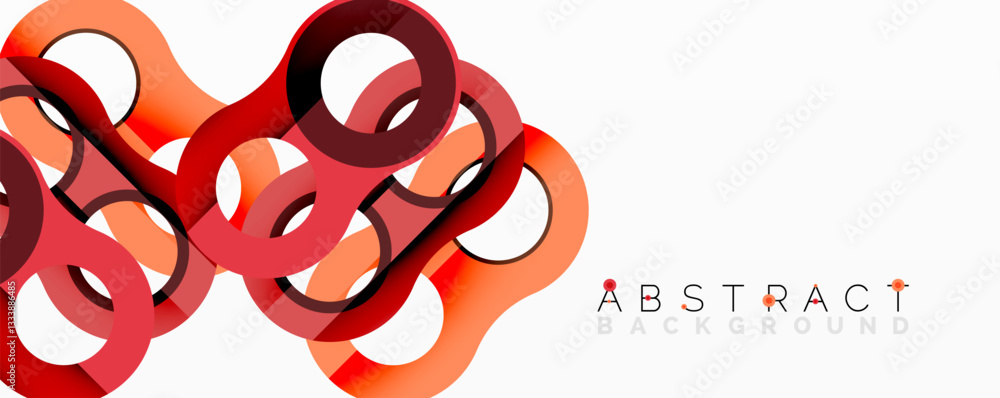 Fototapete Abstract geometric pattern with interlocking circular and tubular shapes featuring smooth gradients, sharp contrasts, and dynamic layering