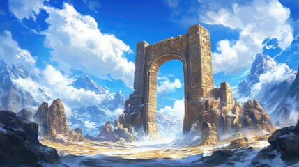 a portal magical landscape backgrounds spectacular fantasy scene raster mystical illustration of tunnel in the forest mysterious entrance time and space travel portal gateway