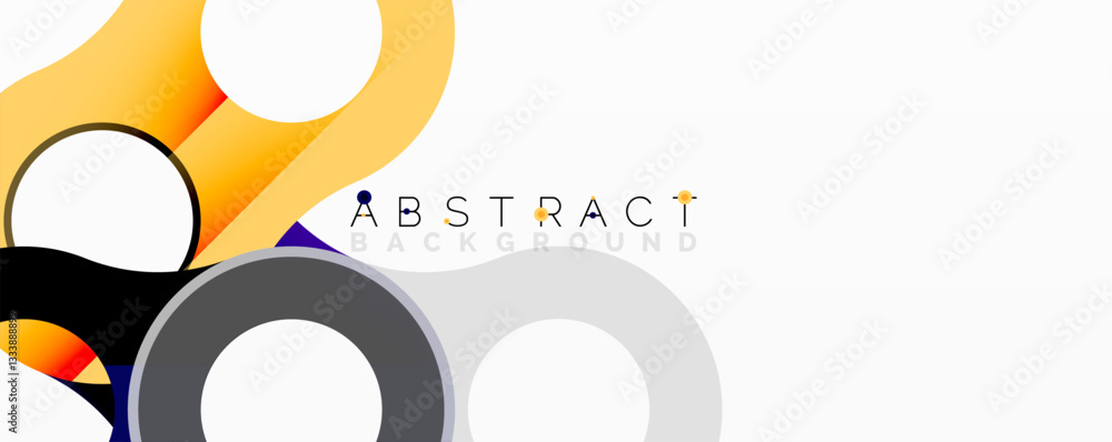Fototapete Abstract geometric pattern with interlocking circular and tubular shapes featuring smooth gradients, sharp contrasts, and dynamic layering