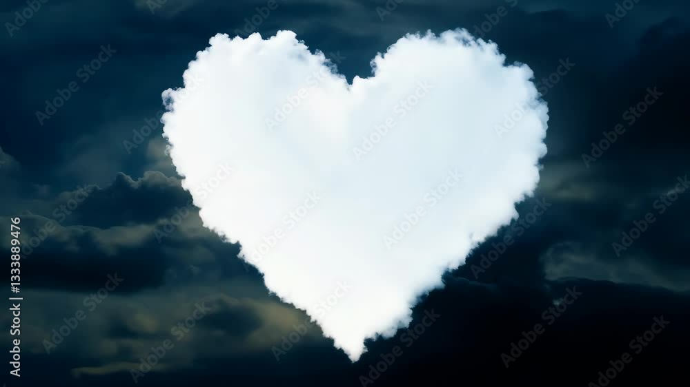 Aufkleber a heart is drawn in the sky with clouds. the heart is white and the clouds are blue