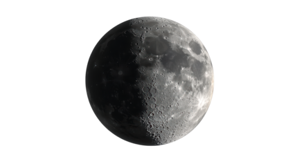 A close-up view of the moon displaying its cratered surface and illuminated phases.