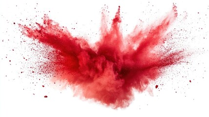 Red Powder Explosion Isolated on White Background