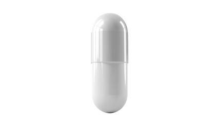 A smooth, white capsule, typically used for medication or supplements, featuring a rounded design and a seamless appearance.